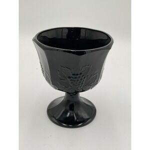 Vintage Indiana Black Glass Harvest Compote